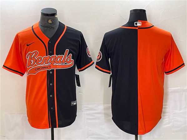 Men's Cincinnati Bengals Blank Black Orange Split With Patch Cool Base Baseball Stitched Jersey,We sell and wholesale Men's Cincinnati Bengals Blank Black Orange Split With Patch Cool Base Baseball Stitched Jersey on line form chian!